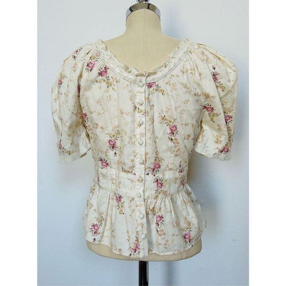 NEW LoveShackFancy Women’s S Tayshia Pink Parasail Blouse - Picture 8 of 14